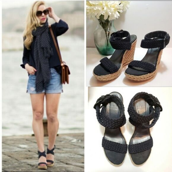 Stuart Weitzman Alex Espadrille Wedges Size 8 - Picture 4 of 7